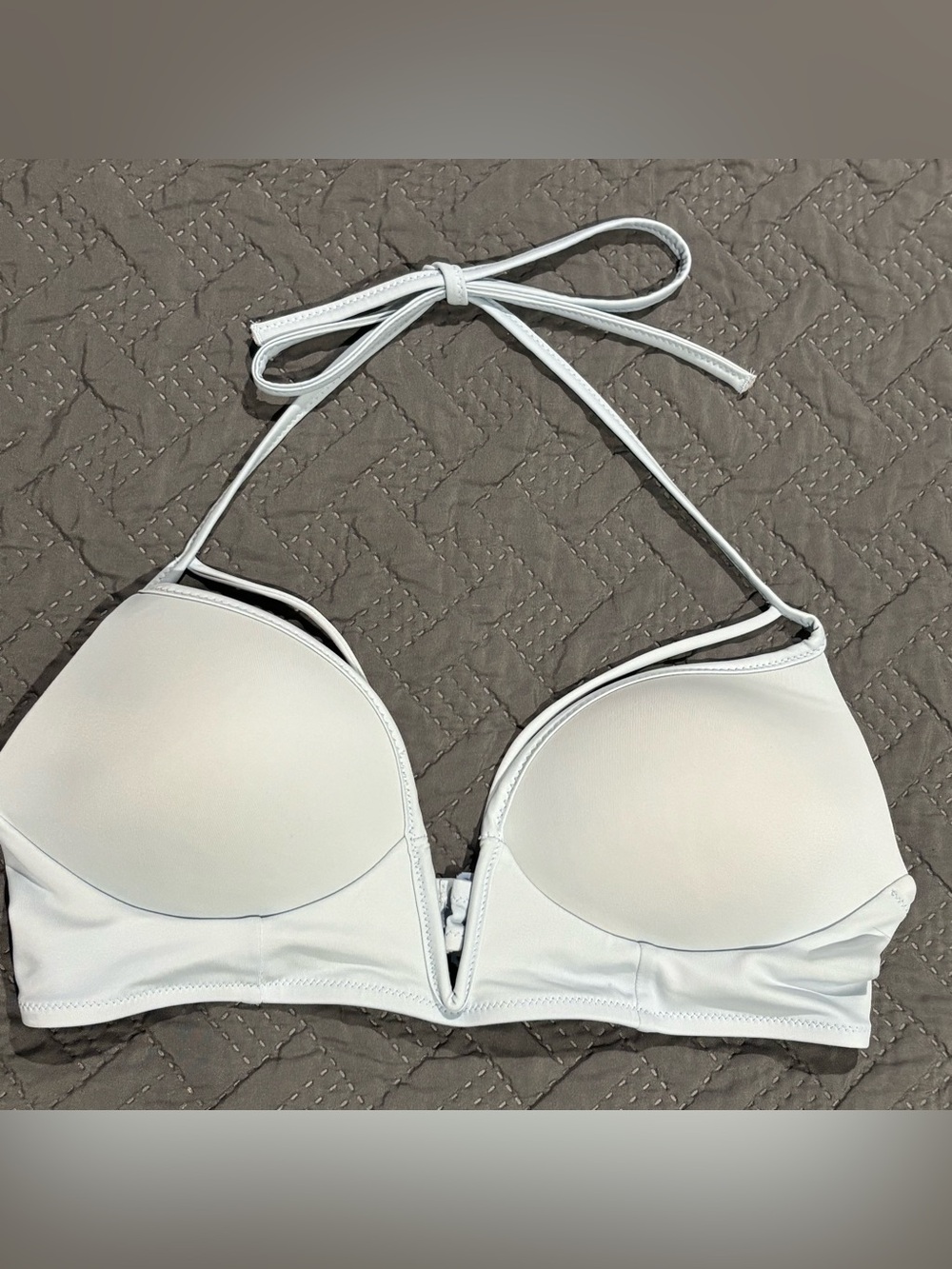 PINK Victoria's Secret Pale Blue Plunge Halter Bikini Top